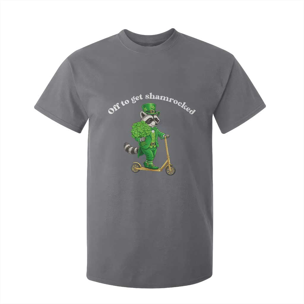 Funny Raccoon St Patricks Day Meme T Shirt For Kid Off To Get Shamrocked TS14 Charcoal Print Your Wear