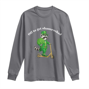 Funny Raccoon St Patricks Day Meme Long Sleeve Shirt Off To Get Shamrocked TS14 Charcoal Print Your Wear