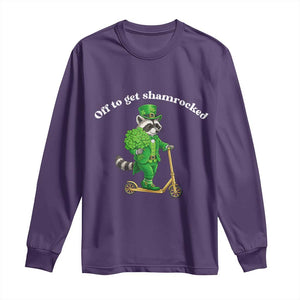 Funny Raccoon St Patricks Day Meme Long Sleeve Shirt Off To Get Shamrocked TS14 Purple Print Your Wear