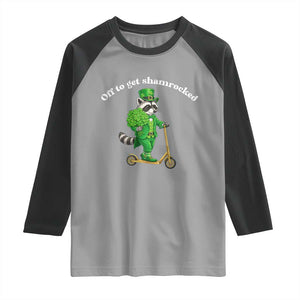Funny Raccoon St Patricks Day Meme Raglan Shirt Off To Get Shamrocked TS14 Sport Gray Black Print Your Wear