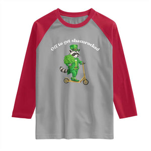 Funny Raccoon St Patricks Day Meme Raglan Shirt Off To Get Shamrocked TS14 Sport Gray Red Print Your Wear