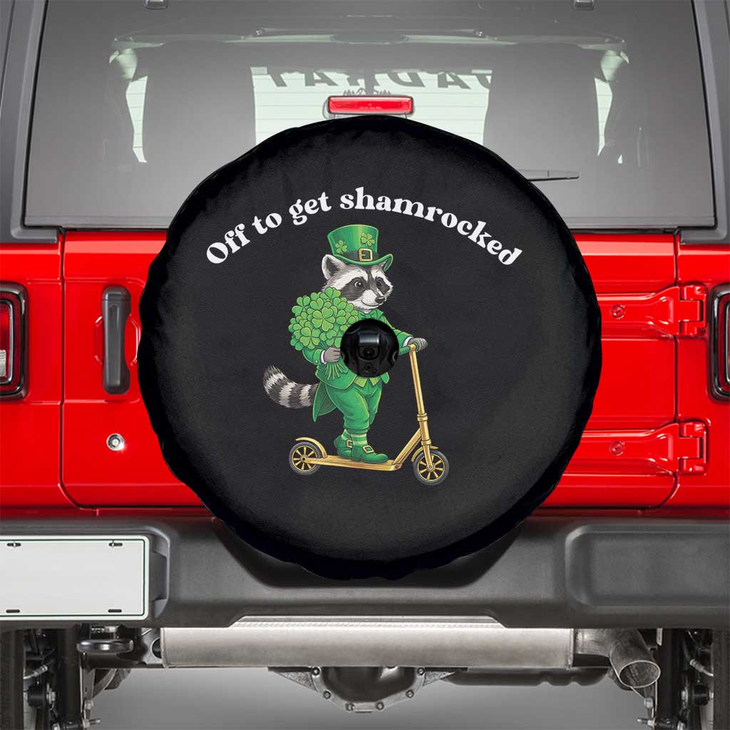 Funny Raccoon St Patricks Day Meme Spare Tire Cover Off To Get Shamrocked TS14 Black Print Your Wear