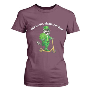 Funny Raccoon St Patricks Day Meme T Shirt For Women Off To Get Shamrocked TS14 Maroon Print Your Wear