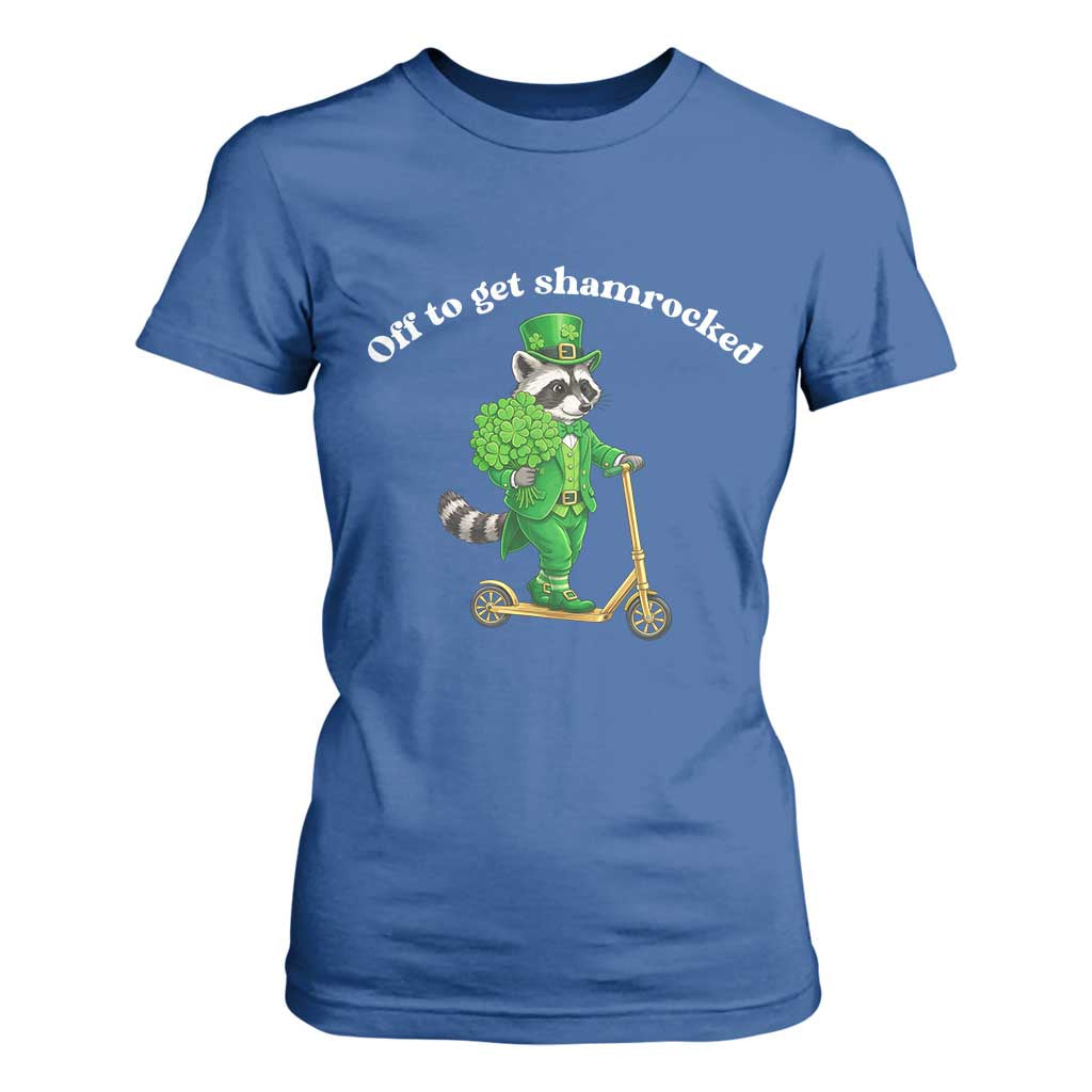 Funny Raccoon St Patricks Day Meme T Shirt For Women Off To Get Shamrocked TS14 Royal Blue Print Your Wear