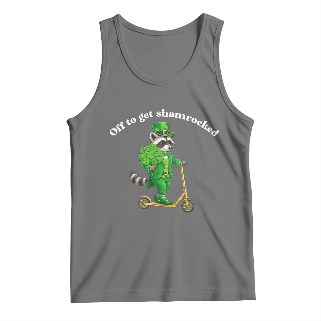 Funny Raccoon St Patricks Day Meme Tank Top Off To Get Shamrocked TS14 Black Heather Print Your Wear