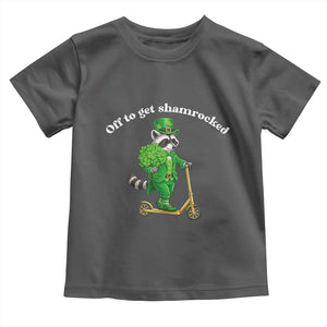 Funny Raccoon St Patricks Day Meme Toddler T Shirt Off To Get Shamrocked TS14 Dark Heather Print Your Wear
