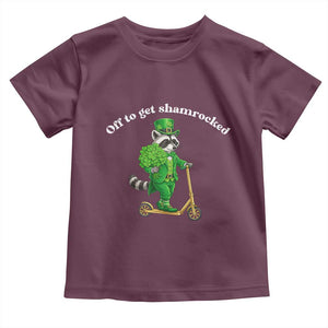 Funny Raccoon St Patricks Day Meme Toddler T Shirt Off To Get Shamrocked TS14 Maroon Print Your Wear