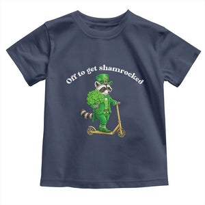 Funny Raccoon St Patricks Day Meme Toddler T Shirt Off To Get Shamrocked TS14 Navy Print Your Wear