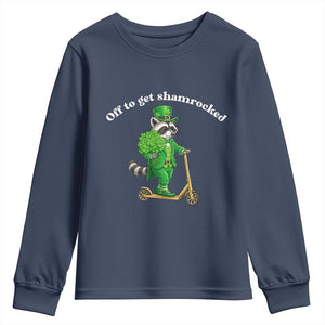 Funny Raccoon St Patricks Day Meme Youth Sweatshirt Off To Get Shamrocked TS14 Navy Print Your Wear
