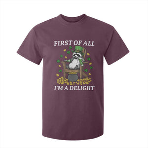 Funny St Patricks Day Raccoon Drinking Beer T Shirt For Kid First Of All I Am Delight TS14 Maroon Print Your Wear