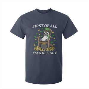 Funny St Patricks Day Raccoon Drinking Beer T Shirt For Kid First Of All I Am Delight TS14 Navy Print Your Wear