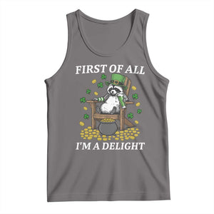 Funny St Patricks Day Raccoon Drinking Beer Tank Top First Of All I Am Delight TS14 Deep Heather Print Your Wear