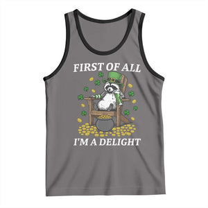 Funny St Patricks Day Raccoon Drinking Beer Tank Top First Of All I Am Delight TS14 Deep Heather Black Print Your Wear