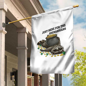 Funny Raccoon St Patricks Day Meme Garden Flag Just Here For The Shenanigans TS14 Print Your Wear