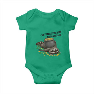 Funny Raccoon St Patricks Day Meme Baby Onesie Just Here For The Shenanigans TS14 Irish Green Print Your Wear
