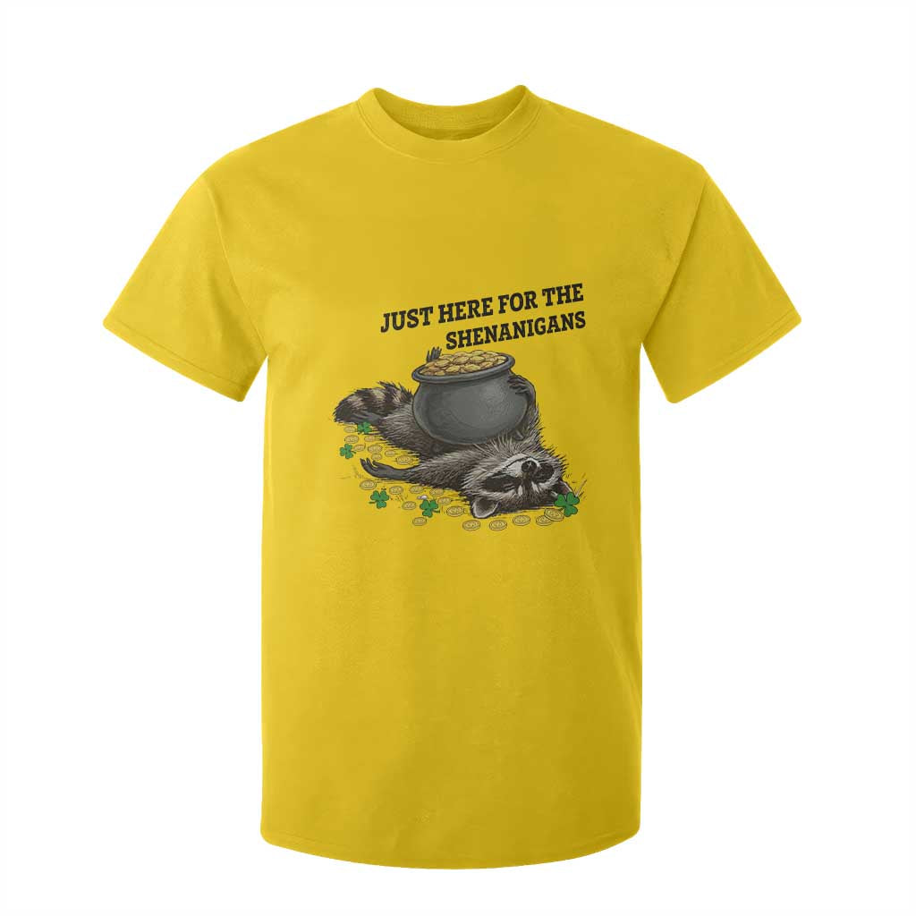 Funny Raccoon St Patricks Day Meme T Shirt For Kid Just Here For The Shenanigans TS14 Daisy Print Your Wear