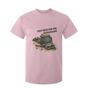 Funny Raccoon St Patricks Day Meme T Shirt For Kid Just Here For The Shenanigans TS14 Light Pink Print Your Wear