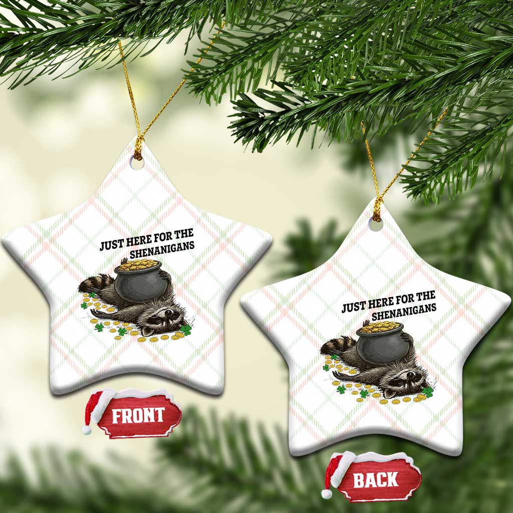 Funny Raccoon St Patricks Day Meme Ceramic Ornament Just Here For The Shenanigans TS14 Print Your Wear
