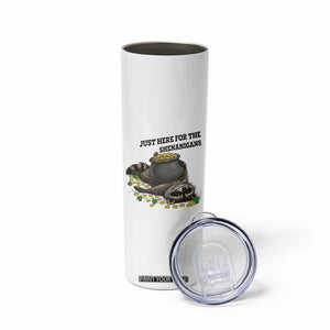 Funny Raccoon St Patricks Day Meme Skinny Tumbler Just Here For The Shenanigans TS14 Print Your Wear
