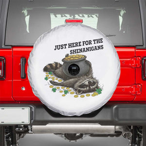 Funny Raccoon St Patricks Day Meme Spare Tire Cover Just Here For The Shenanigans TS14 White Print Your Wear