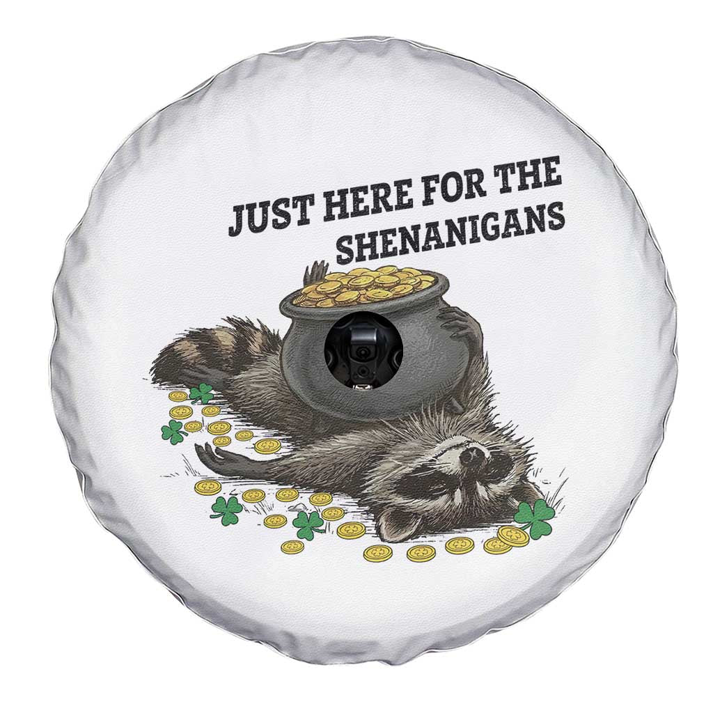 Funny Raccoon St Patricks Day Meme Spare Tire Cover Just Here For The Shenanigans TS14 Print Your Wear
