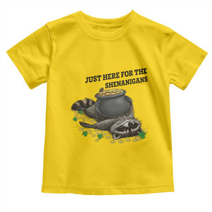 Funny Raccoon St Patricks Day Meme Toddler T Shirt Just Here For The Shenanigans TS14 Daisy Print Your Wear