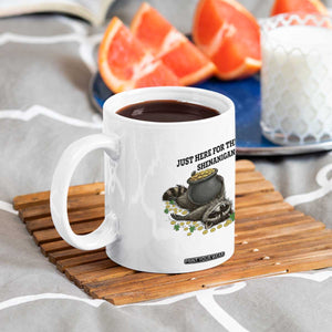 Funny Raccoon St Patricks Day Meme Coffee Mug Just Here For The Shenanigans TS14 Print Your Wear