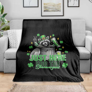 Funny Raccoon Drinking Beer St Patricks Day Throw Blanket Just Here For The Shenanigans TS14 Print Your Wear