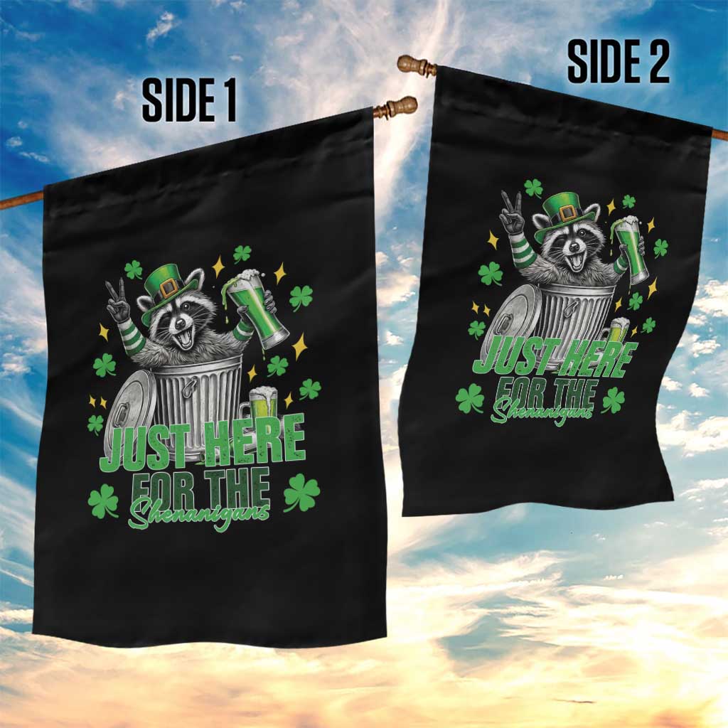 Funny Raccoon Drinking Beer St Patricks Day Garden Flag Just Here For The Shenanigans TS14 Print Your Wear