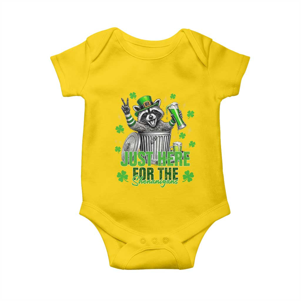 Funny Raccoon Drinking Beer St Patricks Day Baby Onesie Just Here For The Shenanigans TS14 Daisy Print Your Wear