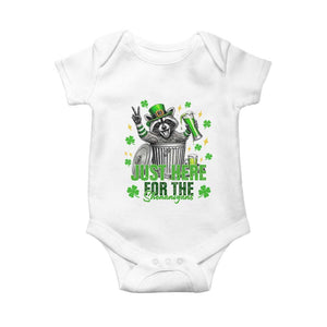 Funny Raccoon Drinking Beer St Patricks Day Baby Onesie Just Here For The Shenanigans TS14 White Print Your Wear