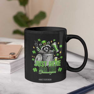 Funny Raccoon Drinking Beer St Patricks Day Coffee Mug Just Here For The Shenanigans TS14 Print Your Wear