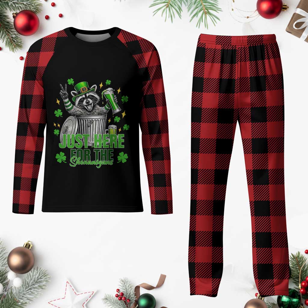 Funny Raccoon Drinking Beer St Patricks Day Plaid Pajama Set Just Here For The Shenanigans TS14 Buffalo Plaid Print Your Wear