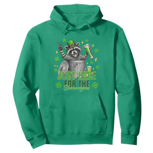 Funny Raccoon Drinking Beer St Patricks Day Hoodie Just Here For The Shenanigans TS14 Irish Green Print Your Wear
