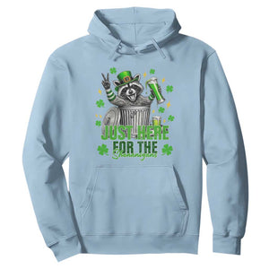 Funny Raccoon Drinking Beer St Patricks Day Hoodie Just Here For The Shenanigans TS14 Light Blue Print Your Wear