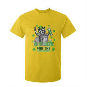 Funny Raccoon Drinking Beer St Patricks Day T Shirt For Kid Just Here For The Shenanigans TS14 Daisy Print Your Wear