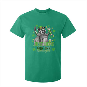 Funny Raccoon Drinking Beer St Patricks Day T Shirt For Kid Just Here For The Shenanigans TS14 Irish Green Print Your Wear