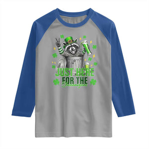 Funny Raccoon Drinking Beer St Patricks Day Raglan Shirt Just Here For The Shenanigans TS14 Sport Gray Royal Print Your Wear