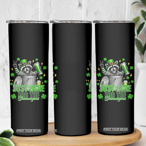 Funny Raccoon Drinking Beer St Patricks Day Skinny Tumbler Just Here For The Shenanigans TS14 Print Your Wear