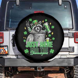 Funny Raccoon Drinking Beer St Patricks Day Spare Tire Cover Just Here For The Shenanigans TS14 No hole Black Print Your Wear
