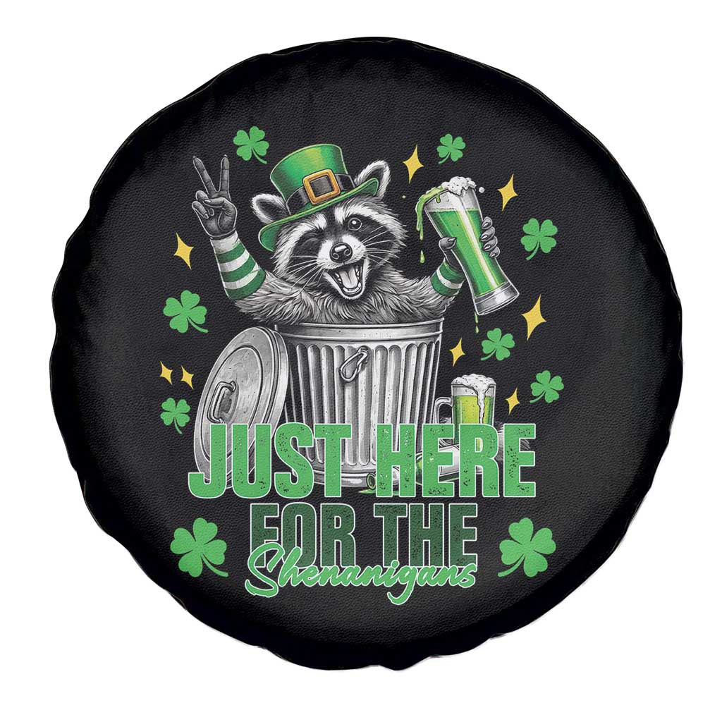 Funny Raccoon Drinking Beer St Patricks Day Spare Tire Cover Just Here For The Shenanigans TS14 Print Your Wear