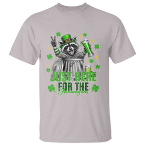 Funny Raccoon Drinking Beer St Patricks Day T Shirt Just Here For The Shenanigans TS14 Ice Gray Print Your Wear