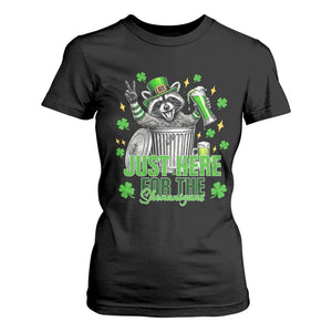 Funny Raccoon Drinking Beer St Patricks Day T Shirt For Women Just Here For The Shenanigans TS14 Black Print Your Wear