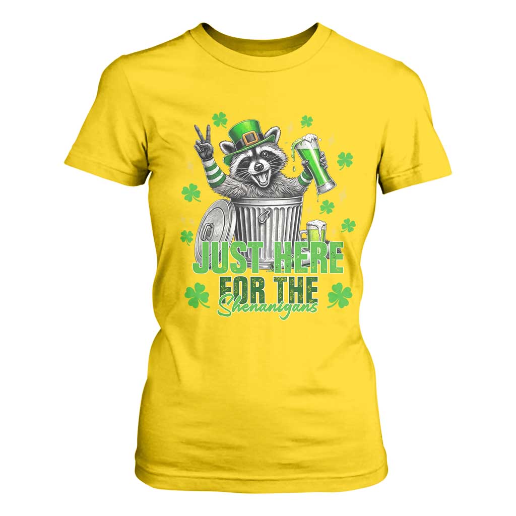 Funny Raccoon Drinking Beer St Patricks Day T Shirt For Women Just Here For The Shenanigans TS14 Daisy Print Your Wear