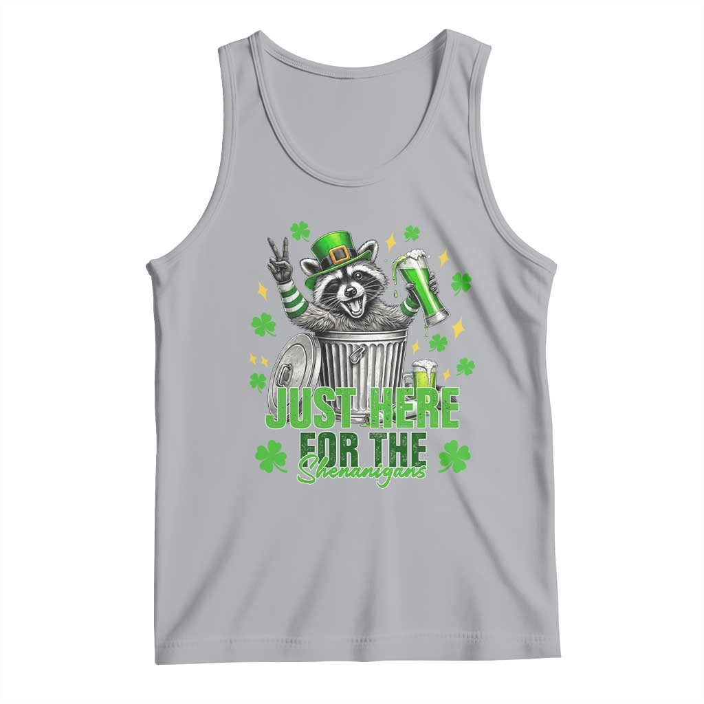 Funny Raccoon Drinking Beer St Patricks Day Tank Top Just Here For The Shenanigans TS14 Athletic Heather Print Your Wear