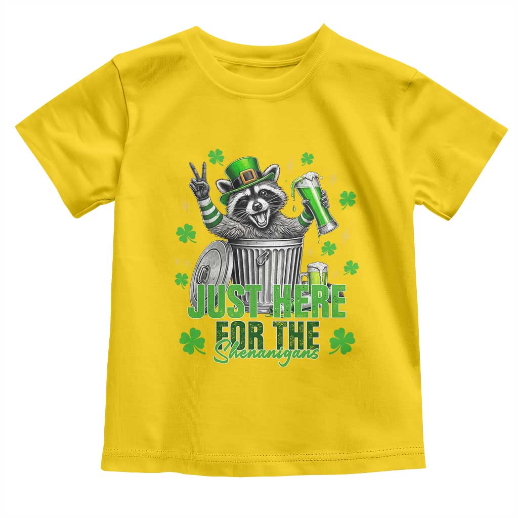 Funny Raccoon Drinking Beer St Patricks Day Toddler T Shirt Just Here For The Shenanigans TS14 Daisy Print Your Wear