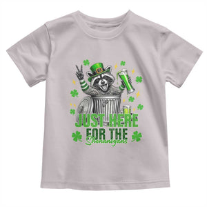 Funny Raccoon Drinking Beer St Patricks Day Toddler T Shirt Just Here For The Shenanigans TS14 Ice Gray Print Your Wear