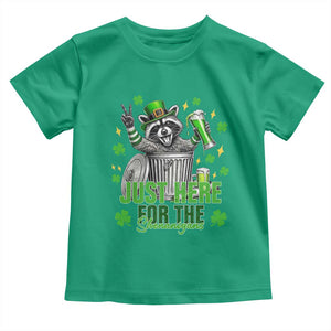 Funny Raccoon Drinking Beer St Patricks Day Toddler T Shirt Just Here For The Shenanigans TS14 Irish Green Print Your Wear