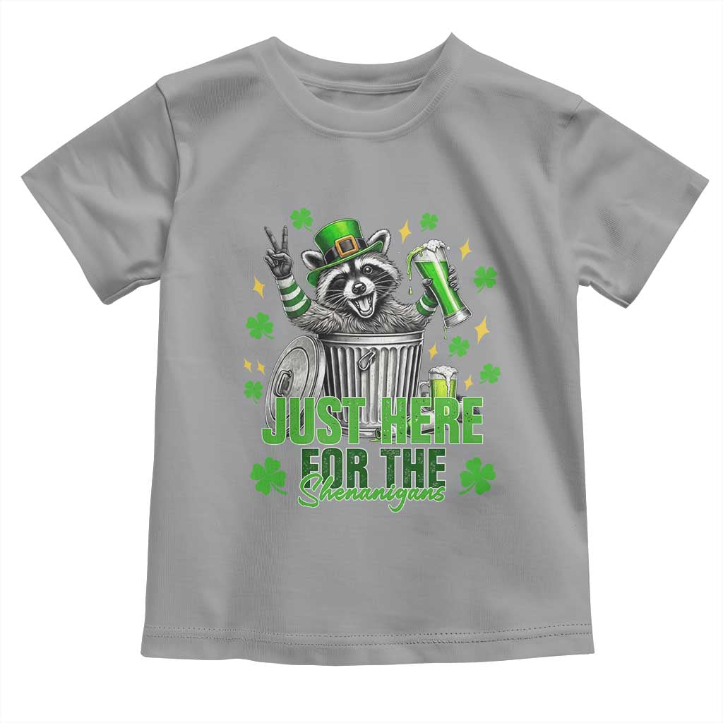 Funny Raccoon Drinking Beer St Patricks Day Toddler T Shirt Just Here For The Shenanigans TS14 Sport Gray Print Your Wear