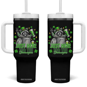 Funny Raccoon Drinking Beer St Patricks Day Tumbler With Handle Just Here For The Shenanigans TS14 One Size: 40 oz Black Print Your Wear